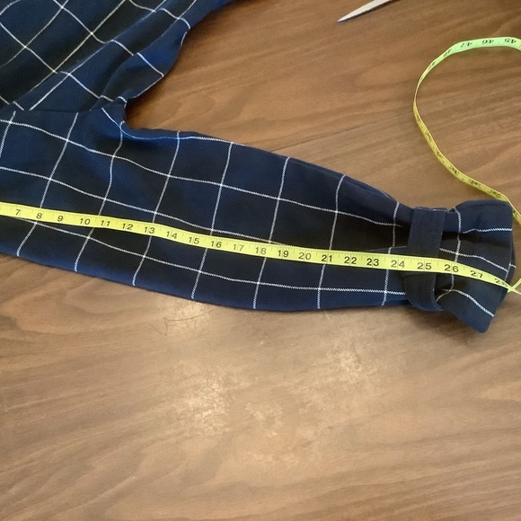 Abercrombie & Fitch Navy Windowpane Trench Coat – Size XL - Picture 13 of 14